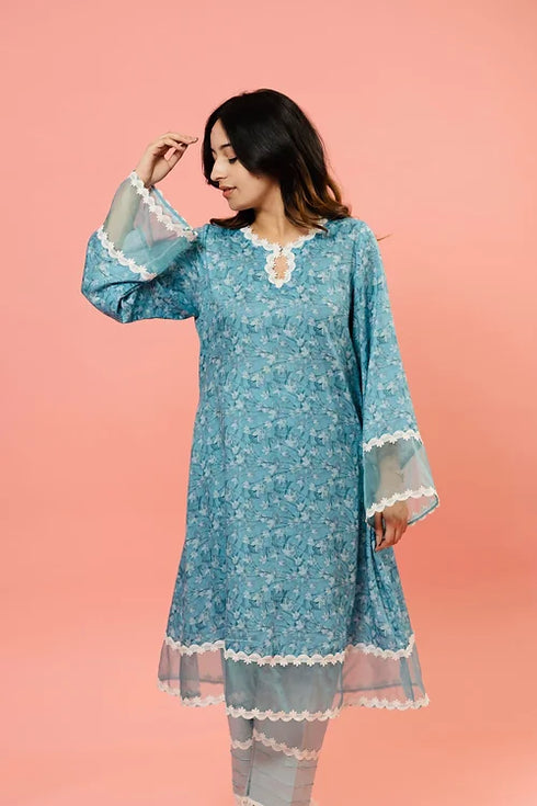 Feriha Blue Pakistani Kurta Set
